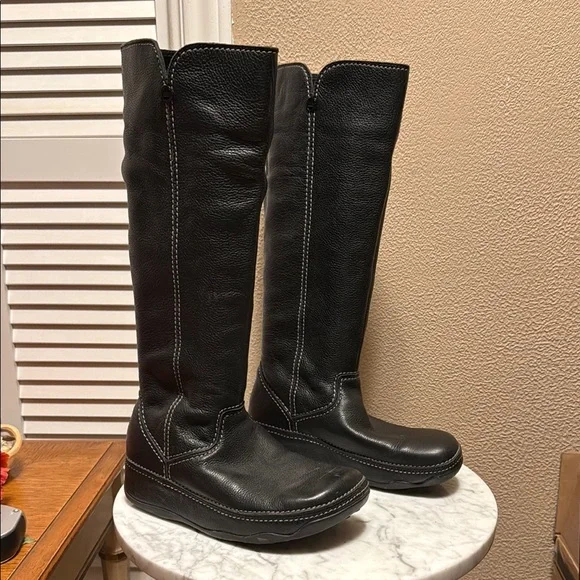 FitFlop Boots Superboot Black Leather Knee High Pull On